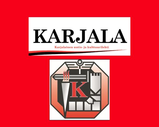 Karjala-lehden logo ja lehden nimi punaisella taustalla.